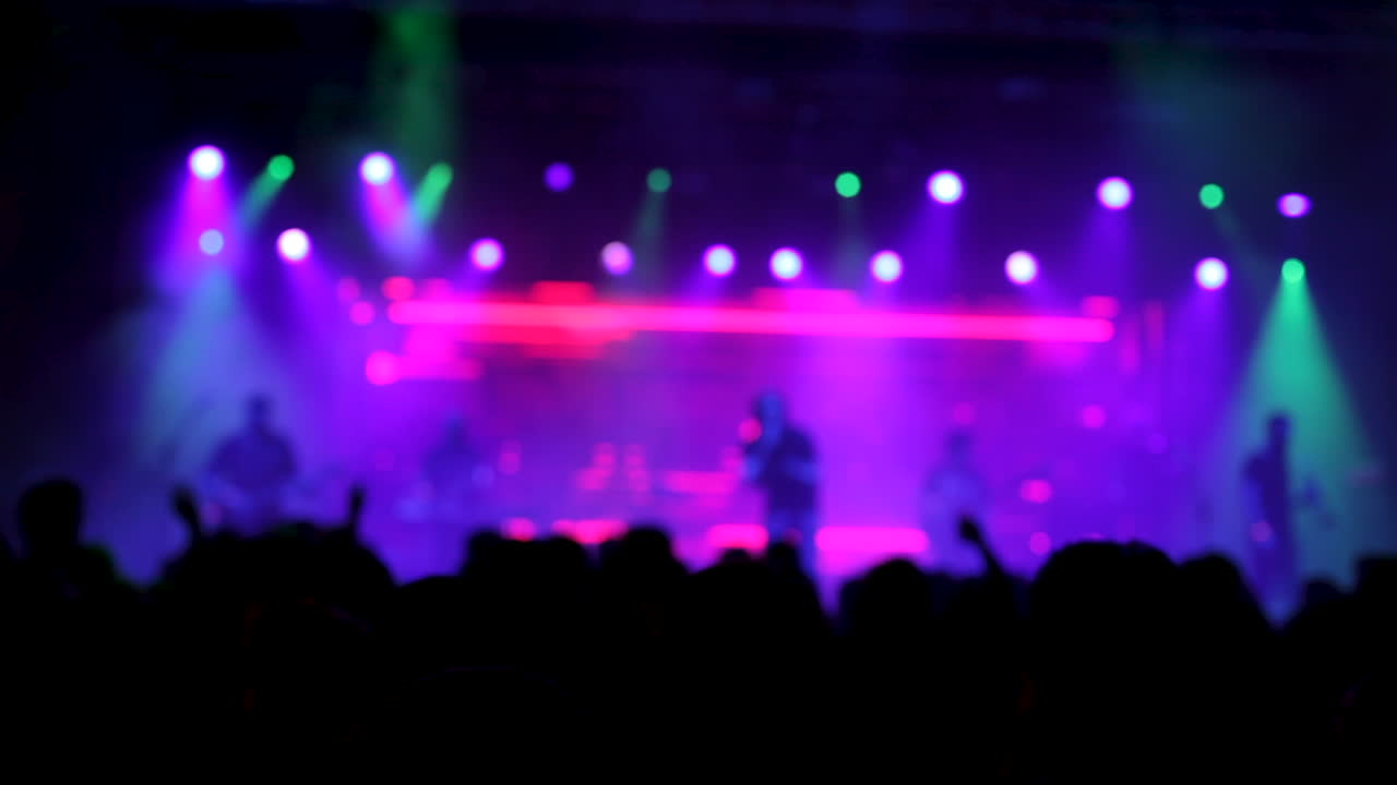 La folla del concerto con le luci del palco