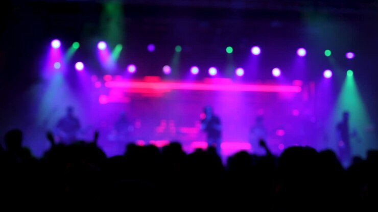 La folla del concerto con le luci del palco