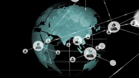 animación de la red de conexiones con iconos en todo el mundo