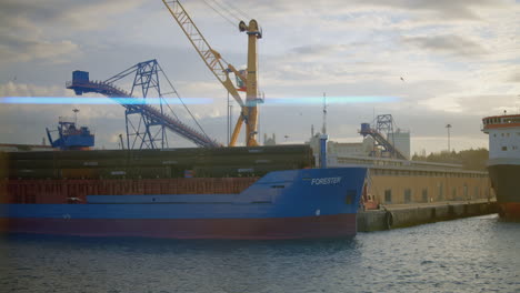 cargo ship loading at port