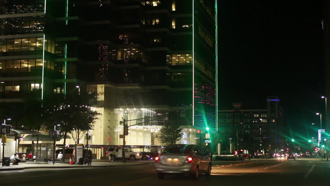 Downtown Dallas TX Street Life at Night