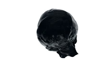 seamlessly looped black paint (oil, petroleum) flows with splashes around sphere, slow motion.
