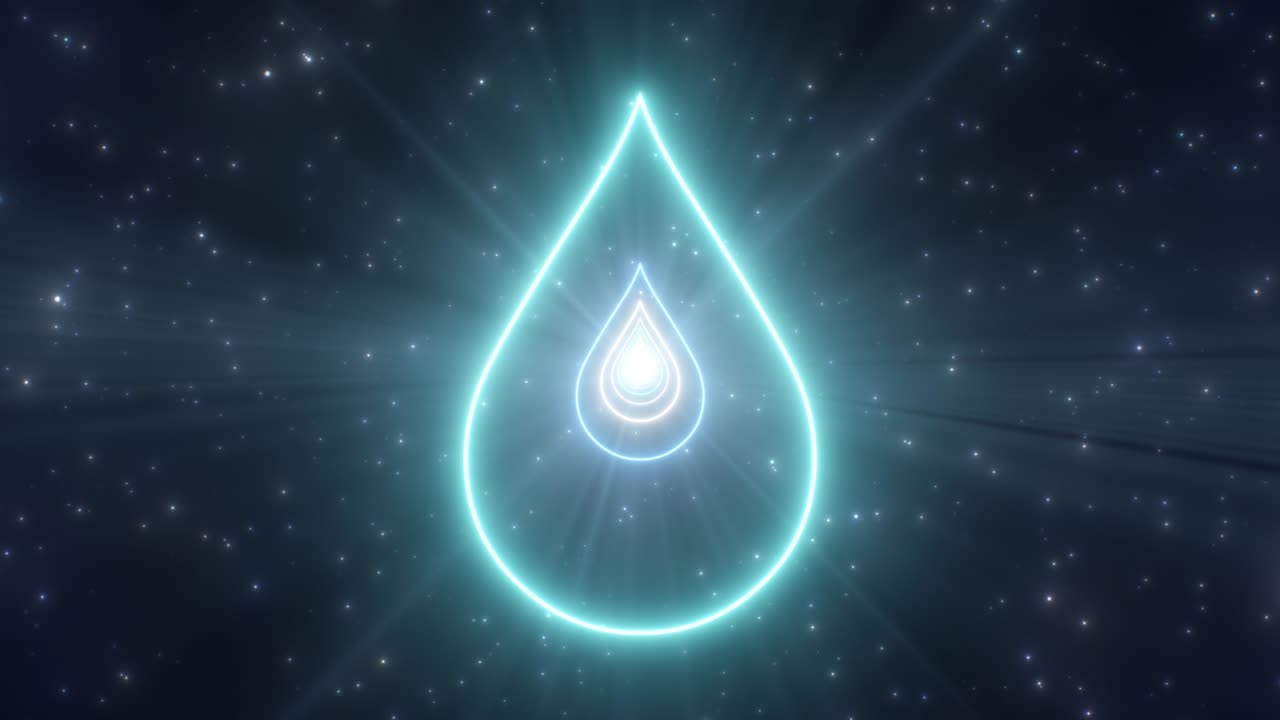 el contorno de la gota de agua en forma de lágrima la temporada de primavera luces de neón túnel - 4k sin costuras vj bucle de movimiento animación de fondo