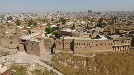 aerial footage of archaeological citadel of erbil