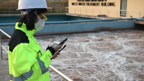 environmental engineers work at wastewater treatment plants