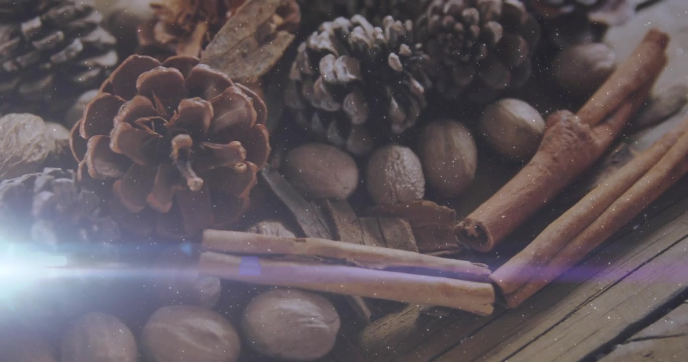 Festive Holiday Still Life with Pinecones and Cinnamon Sticks