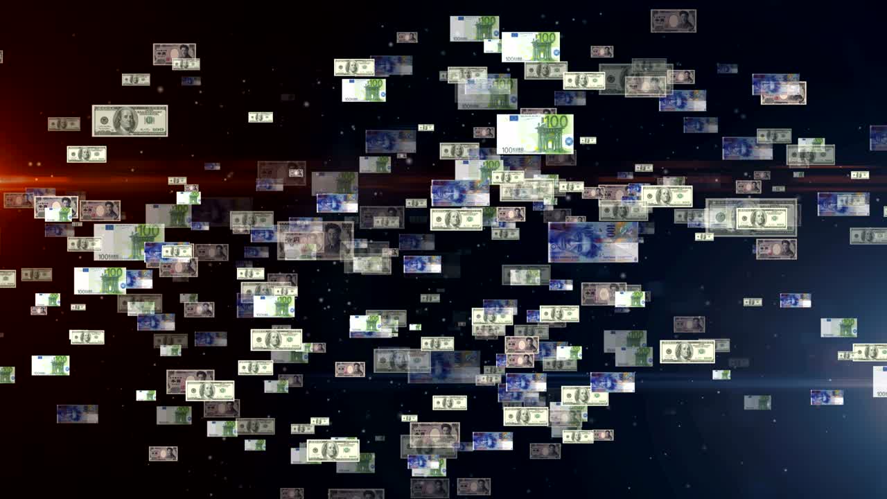 지폐의 소용돌이 루프와 원활한 배경