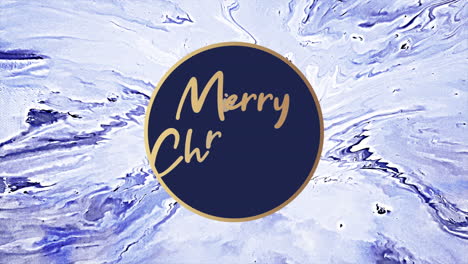 feliz navidad en textura de mármol azul con círculo dorado