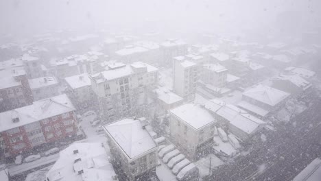 paisaje urbano nevado vista aérea