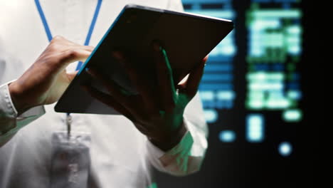 electrician walks through supercomputers