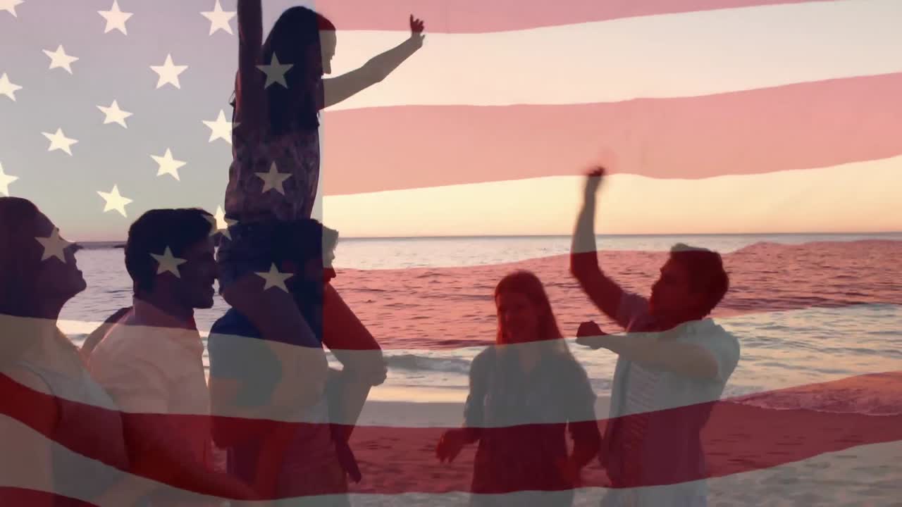 해변에서 축하하는 것