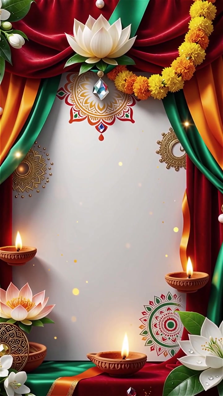 Sfondo del Festival Diwali con lanterne e decorazioni tradizionali Diyas.