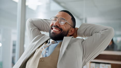 business, relax and man with a smile