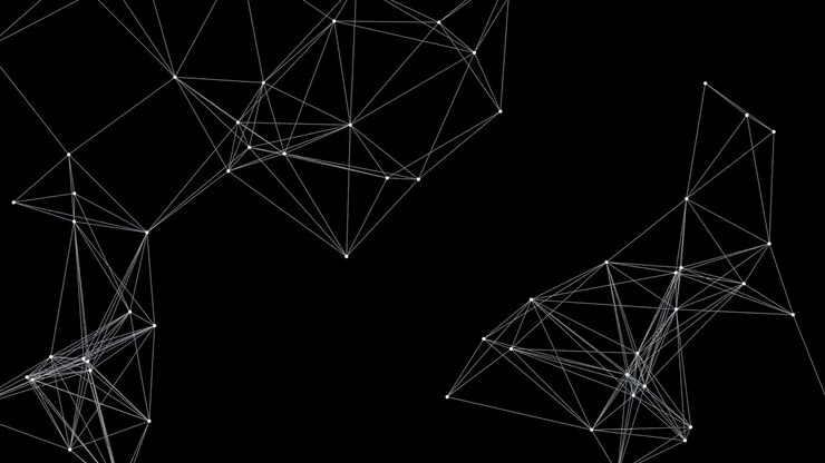 Abstract Network Connection With Moving White Dots and Lines