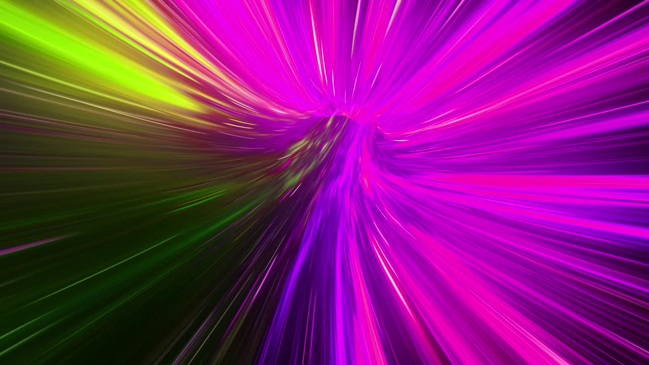 Wormhole through time and space, warp through science fiction. Abstract jump in space in hyperspace. Flying through colorful multicolored data tunnel. Seamless loop, 3d animation in 4K
