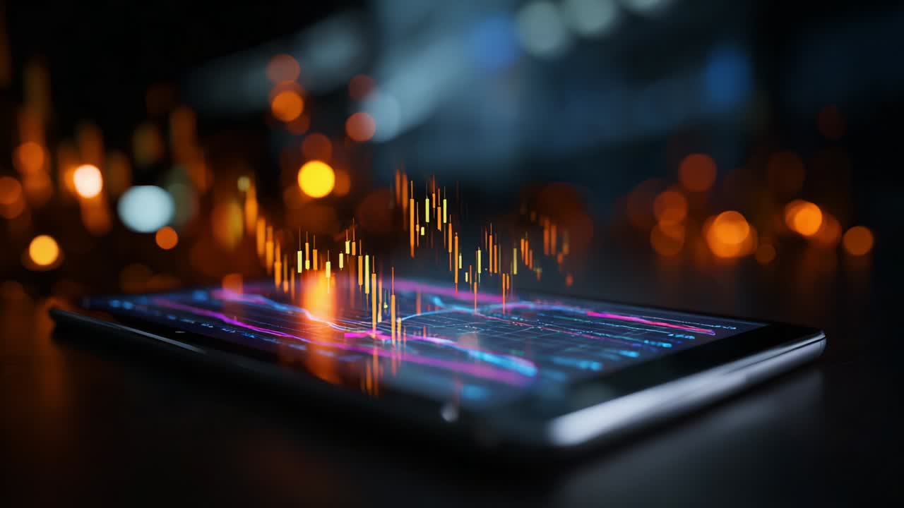 Analyzing Data Trends: A Visual Journey Through Digital Analytics on a Modern Tablet Device with Colorful Graphs and Charts Representing Market Movements and Financial Performance