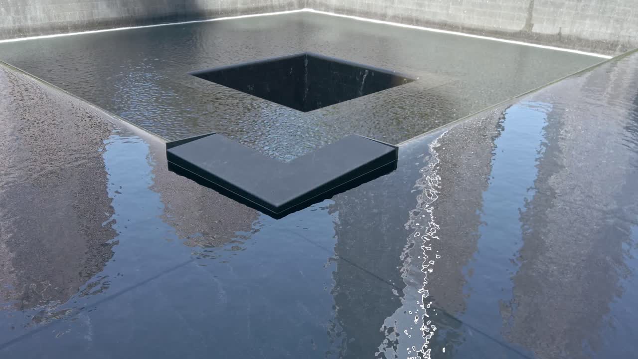 Waterfall of Memorial fountain in New York