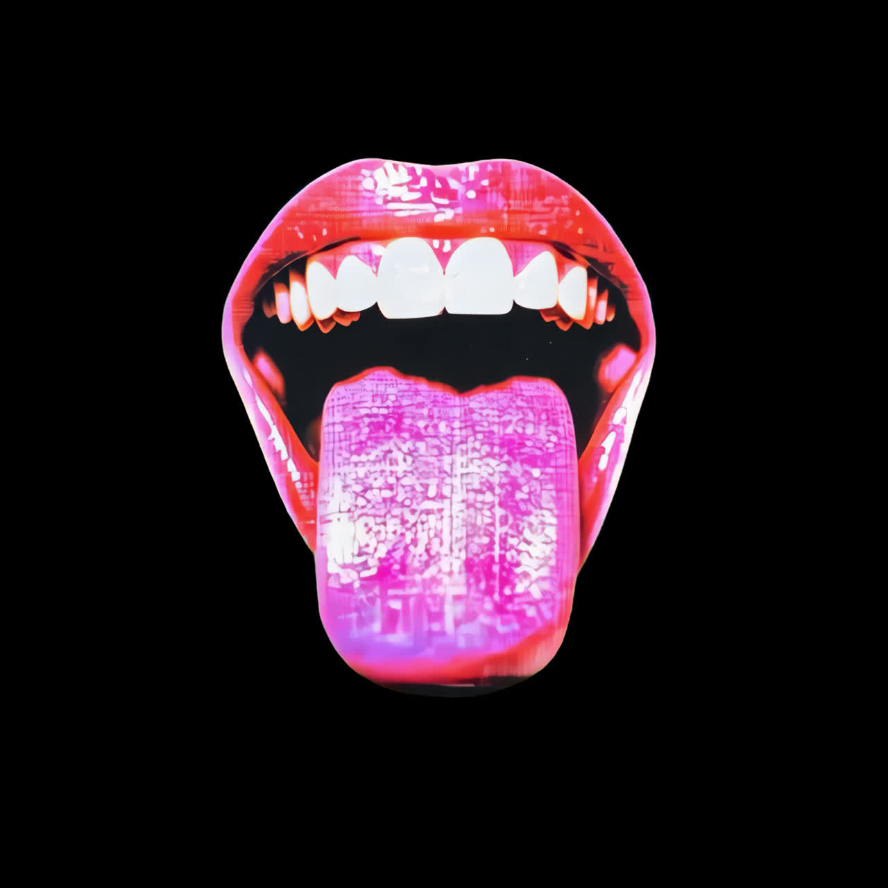 Vibrant pop mouth animation isolated asset, transparent 4K video, alpha channel, ProRes 4444
