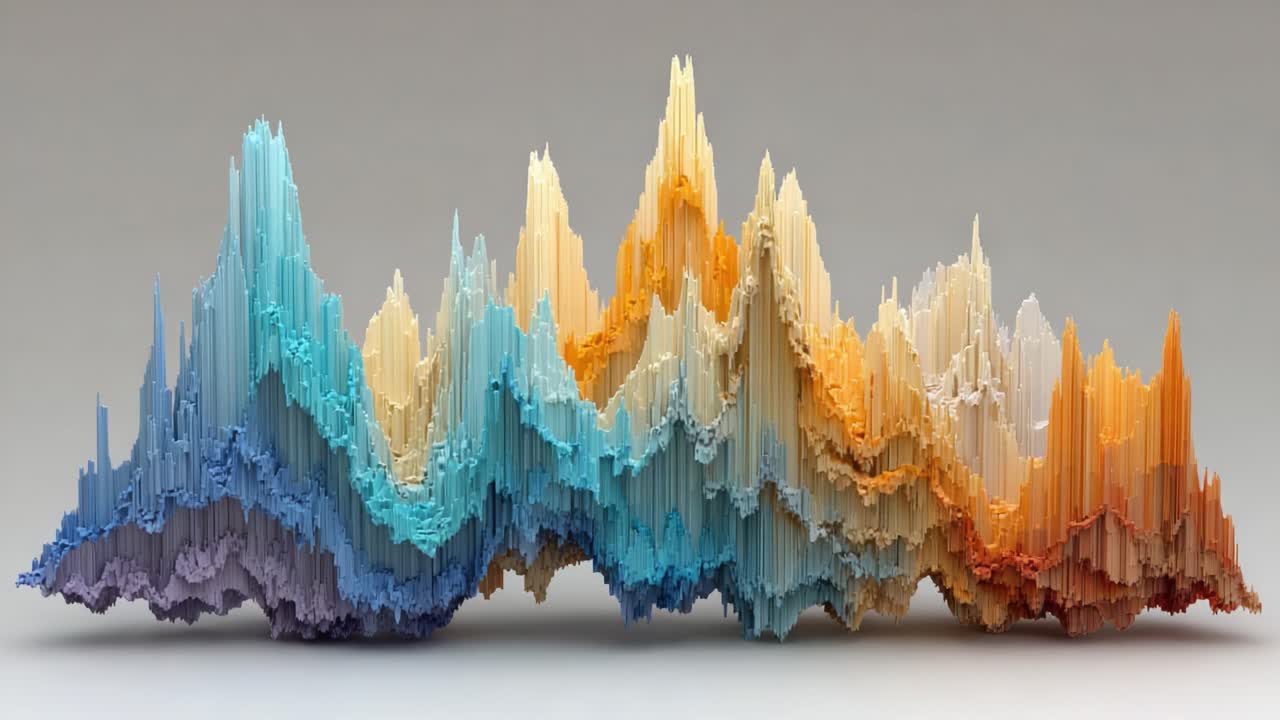 A Stunning Visual Representation of Abstract Sound Waves in a Colorful Gradient of Textures and Heights Reflecting Dynamic Energy Patterns