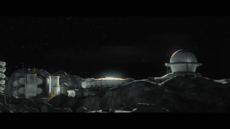 moon surface with a lunar base