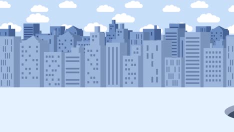 el hombre de negocios cae en el agujero. el fondo de los edificios. el concepto de riesgo. ilustración de bucle en estilo plano.