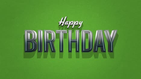 Stylish-metal-Happy-Birthday-greeting-on-green-background