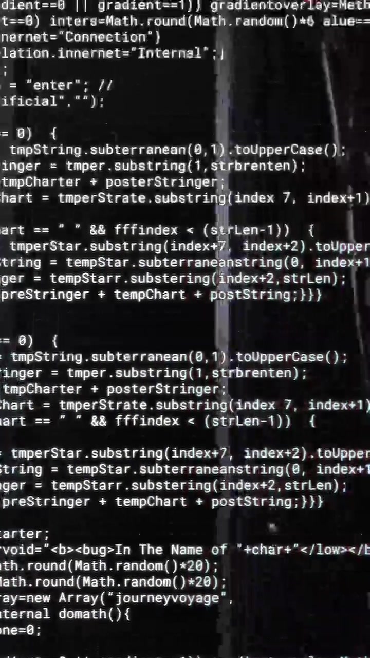 Computer code animation over server racks in data center