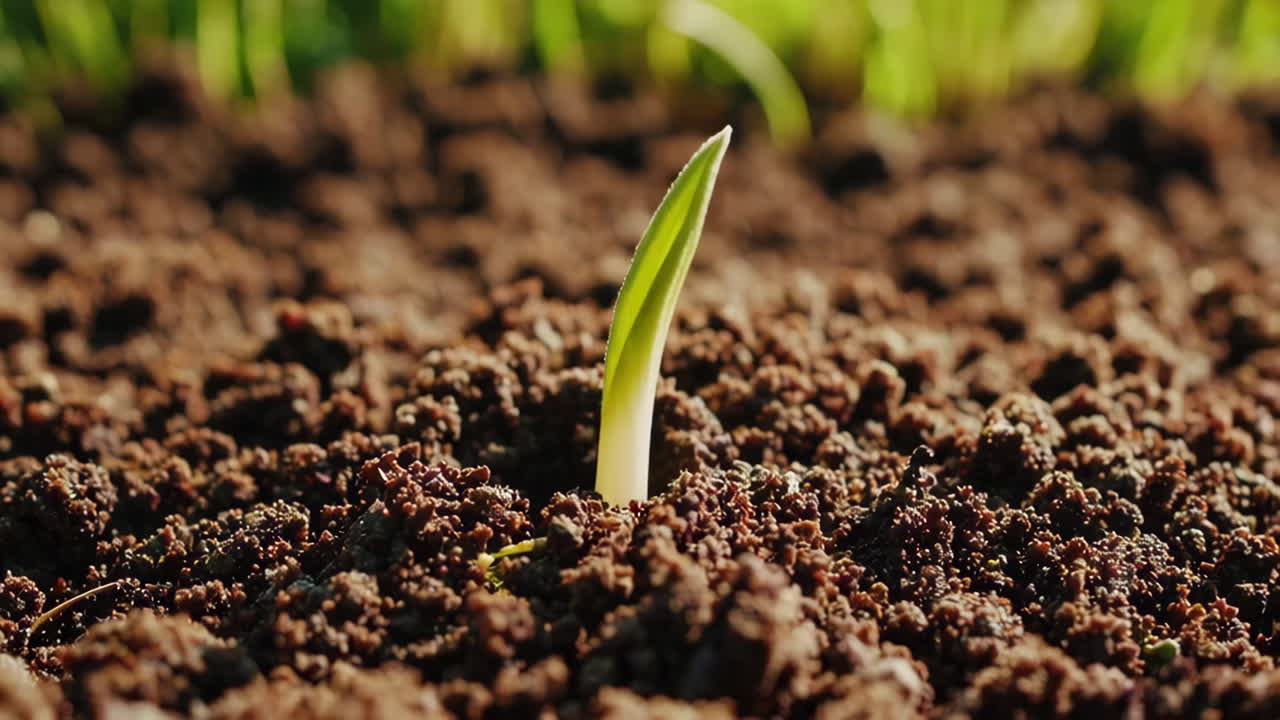 A young sprout emerging from the soil