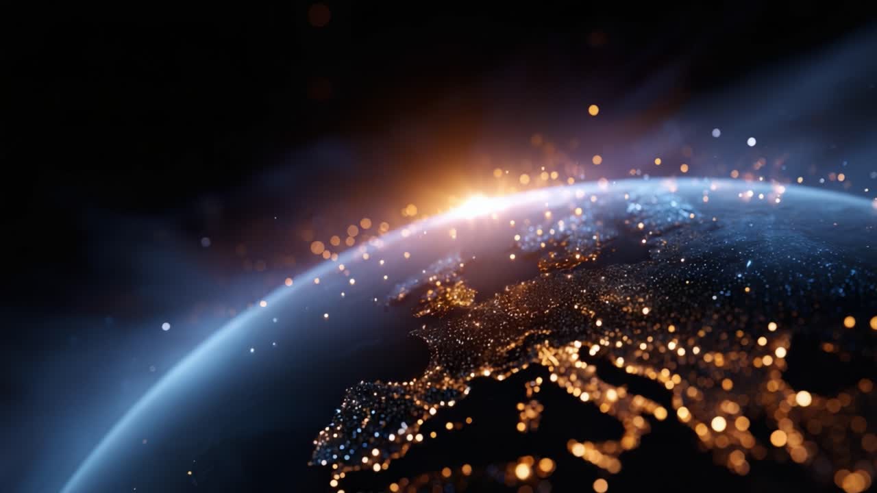 Stunning Close-Up of Earth at Night, Capturing the Brilliant Glow of Cities Across Europe and Illuminating the Beautiful Planet's Curvature Against a Dark Sky
