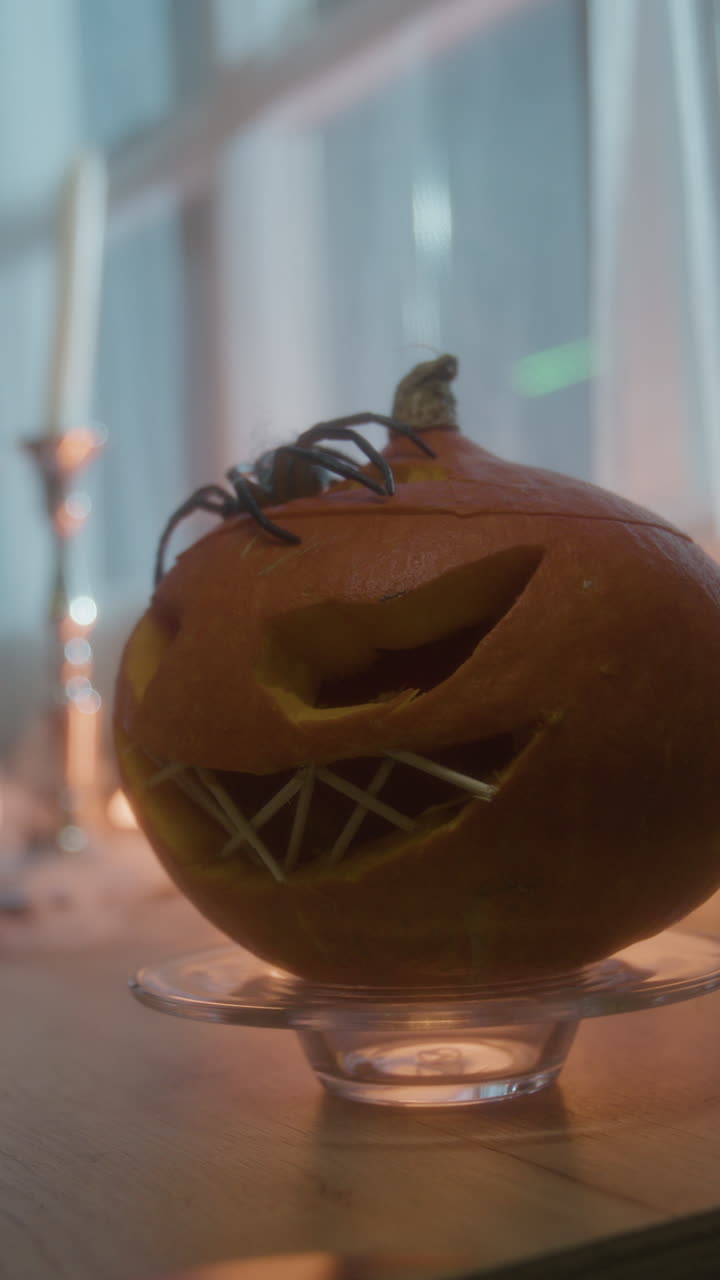 Halloween Pumpkin with Spider Decoration