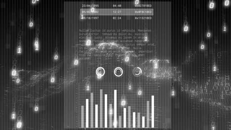 animation of binary coding and financial data processing