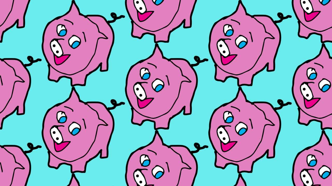 niños dibujando arte pop fondo sin costuras con tema de cerdo