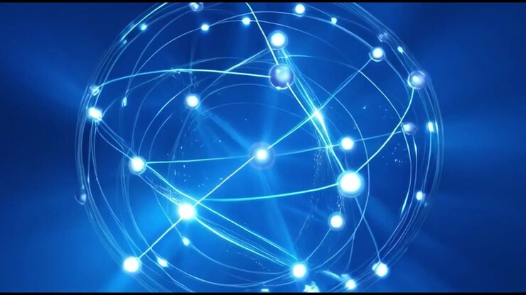 Digital Network Globe Rotating with Glowing Connections