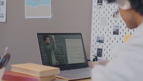 student attending an online math class