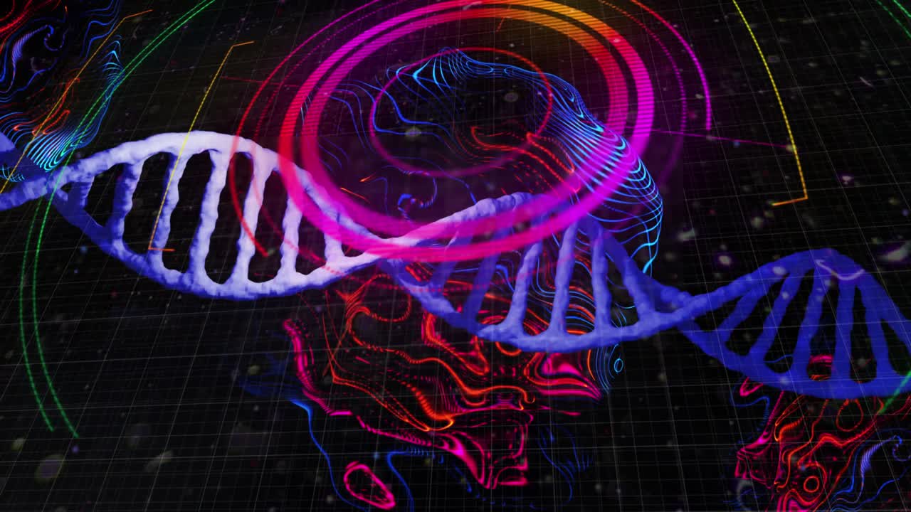 animación del escaneo del alcance sobre la cadena de adn