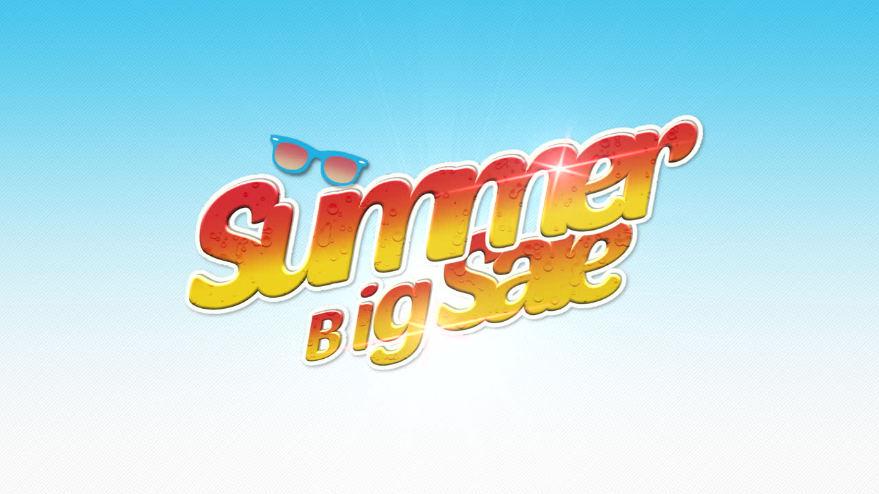 gran venta de verano con gafas de sol en el cielo azul