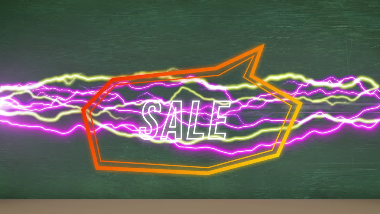 animación de texto de venta en burbuja de habla retro sobre fondo abstracto