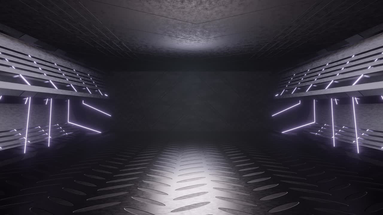 rendering of a futuristic road with a dark background white beams