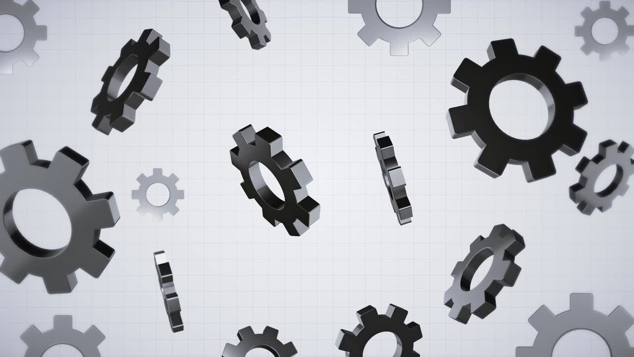 Dynamic 3D Gear Rotation: Symbolizing Teamwork, Business, and Technology Integration
