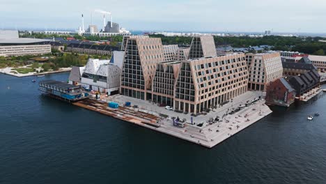 aerial view of modern architecture building on paper island, copenhagen