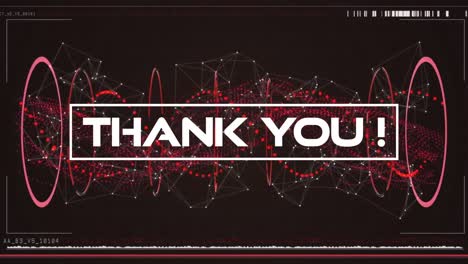 animation of thank you text over digital interface and network of connections