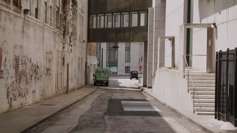 urban alley with green van