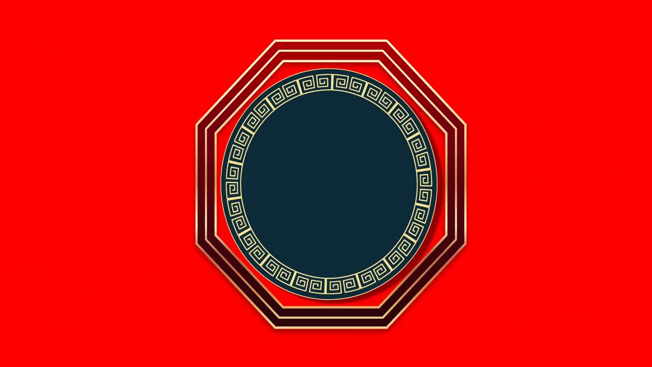 animación de decoraciones tradicionales chinas sobre fondo rojo