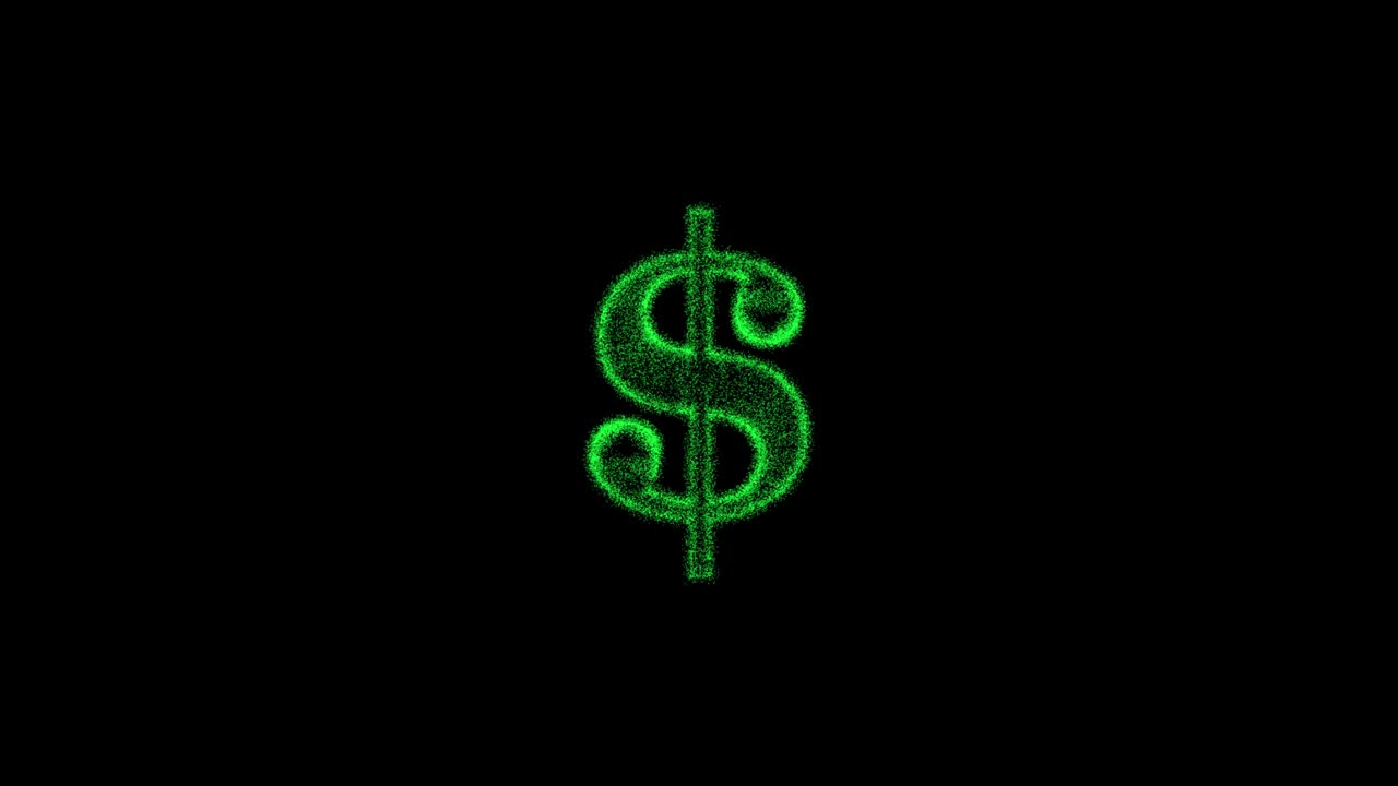 metaverse, meta movement of 3D dollar sign made of particles on black screen background, 3D render, animation from US dollars.