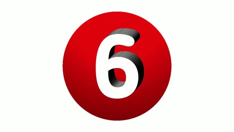 3d number 6 six sign symbol animation motion graphics icon on red sphere on white background,cartoon video number for video elements