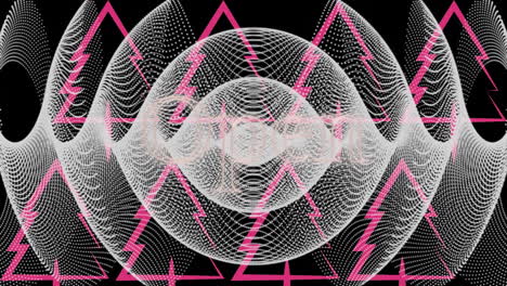 animación de curvas de malla blanca sobre árboles de navidad rosados en negro
