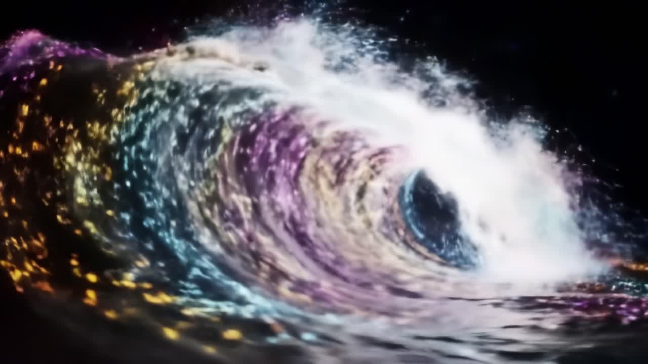 A Surreal Cosmic Wave Journey Through the Vibrant Colors of Space, Revealing an Ethereal Dance of Light and Form Amidst the Depths of the Universe