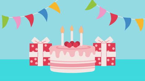 feliz celebración de cumpleaños animación de pastel