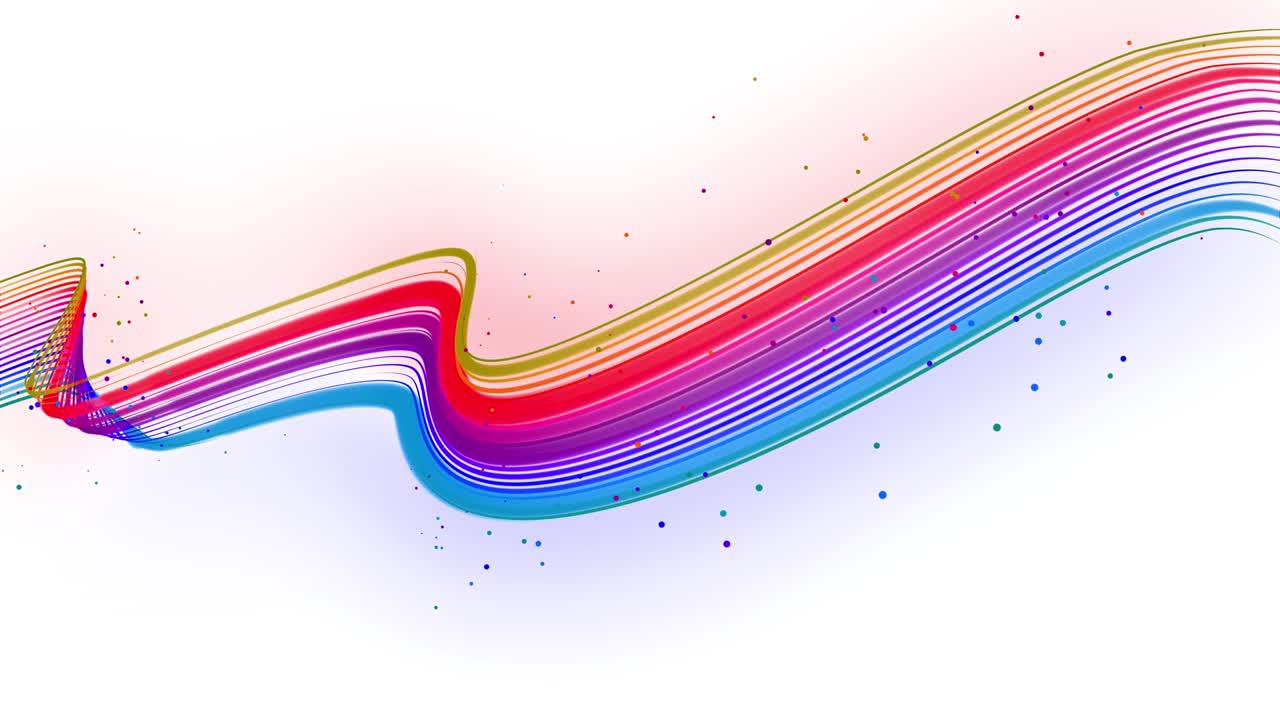 다채로운 파동선 또는 아름다운 줄무의 리본이 공중에 날아가며 색 배경에서 부드럽게 진동하고 파동합니다. 3d 추상 루프 크리에이티브 4k 배경과 루마 매트.