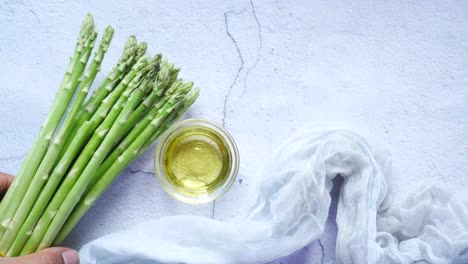 fresh asparagus with oil